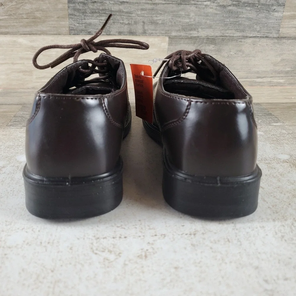 Deer Stags Gabe Boys Shoe 3 M Dark Brown Simulated Leather Square Toe Lace Up